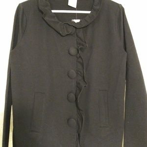 PBJ Sport Black Blouse/Jacket with Ruffle NWT